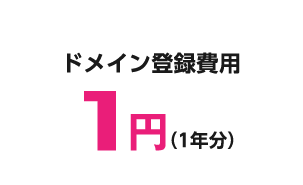 ドメイン登録費用1円（1年分）